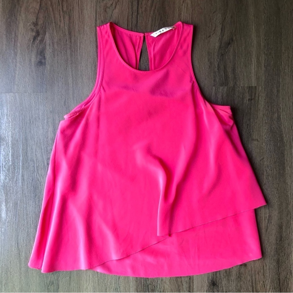 Trina Turk Tank Top Women’s S Hot Pink Silk Flowy Tropical Vacation Lightweight